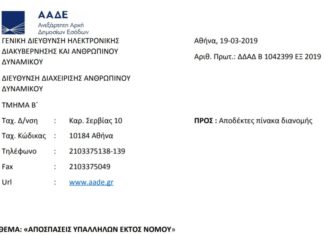Αποσπάσεις εφοριακών υπαλλήλων εκτός νομού Αποσπάσεις εφοριακών υπαλλήλων εκτός νομού