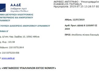 Μεταθέσεις εφοριακών υπαλλήλων εκτός νομού