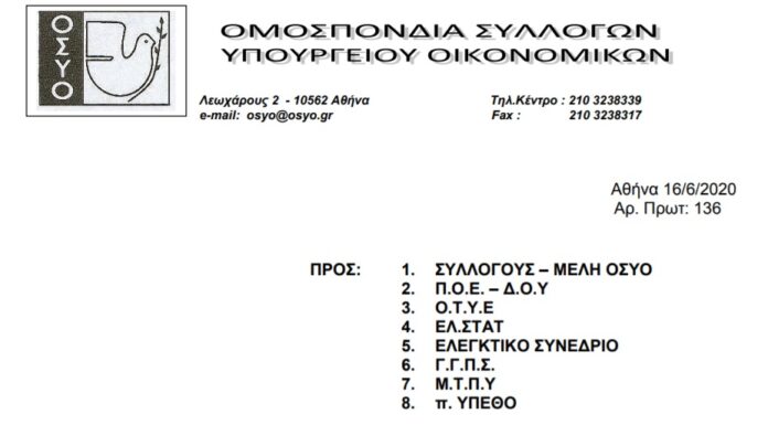 ΟΣΥΟ: ΑΝΑΚΟΙΝΩΣΗ ΣΧΕΤΙΚΑ ΜΕ ΤΗ ΛΕΙΤΟΥΡΓΙΑ ΤΗΣ ΚΑΤΑΣΚΗΝΩΣΗΣ