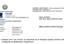 Πρόσκληση για ενίσχυση Δ.Ο.Υ. και Υ.Ε.Δ.Δ.Ε. για τη διενέργεια μερικών επιτόπιων ελέγχων