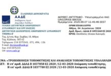 ΑΠΟΦΑΣΗ ΤΡΟΠΟΠΟΙΗΣΗΣ ΤΟΠΟΘΕΤΗΣΗΣ ΚΑΙ ΑΝΑΚΛΗΣΗΣ ΤΟΠΟΘΕΤΗΣΗΣ ΥΠΑΛΛΗΛΩΝ ΑΑΔΕ