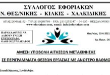 ΑΜΕΣΗ ΥΠΟΒΟΛΗ ΑΙΤΗΣΕΩΝ ΜΕΤΑΚΙΝΗΣΗΣ ΣΕ Π.Θ.Ε. ΜΕ ΑΝΩΤΕΡΟ ΒΑΘΜΟ
