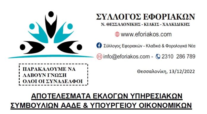 ΑΠΟΤΕΛΕΣΜΑΤΑ ΕΚΛΟΓΩΝ ΥΠΗΡΕΣΙΑΚΩΝ ΣΥΜΒΟΥΛΙΩΝ ΑΑΔΕ & ΥΠ. ΟΙΚ.